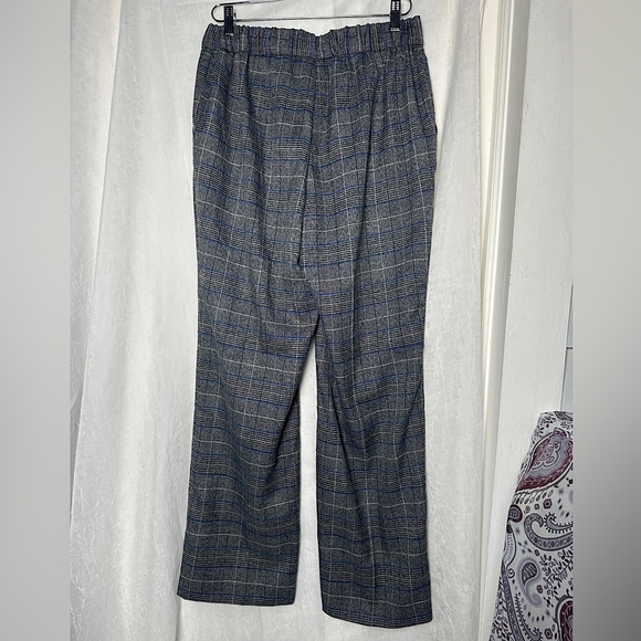 Kasper Relaxed Fit Tailored Pants Small Blue & Gray Plaid Pull On Elastic Waist - Picture 10 of 17